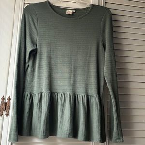 Olive Long Sleeve Peplum Top